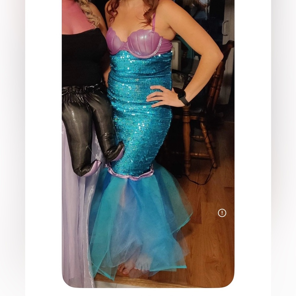 Disney little mermaid homemade costume  Blue Sequin Mermaid Dress size S-M